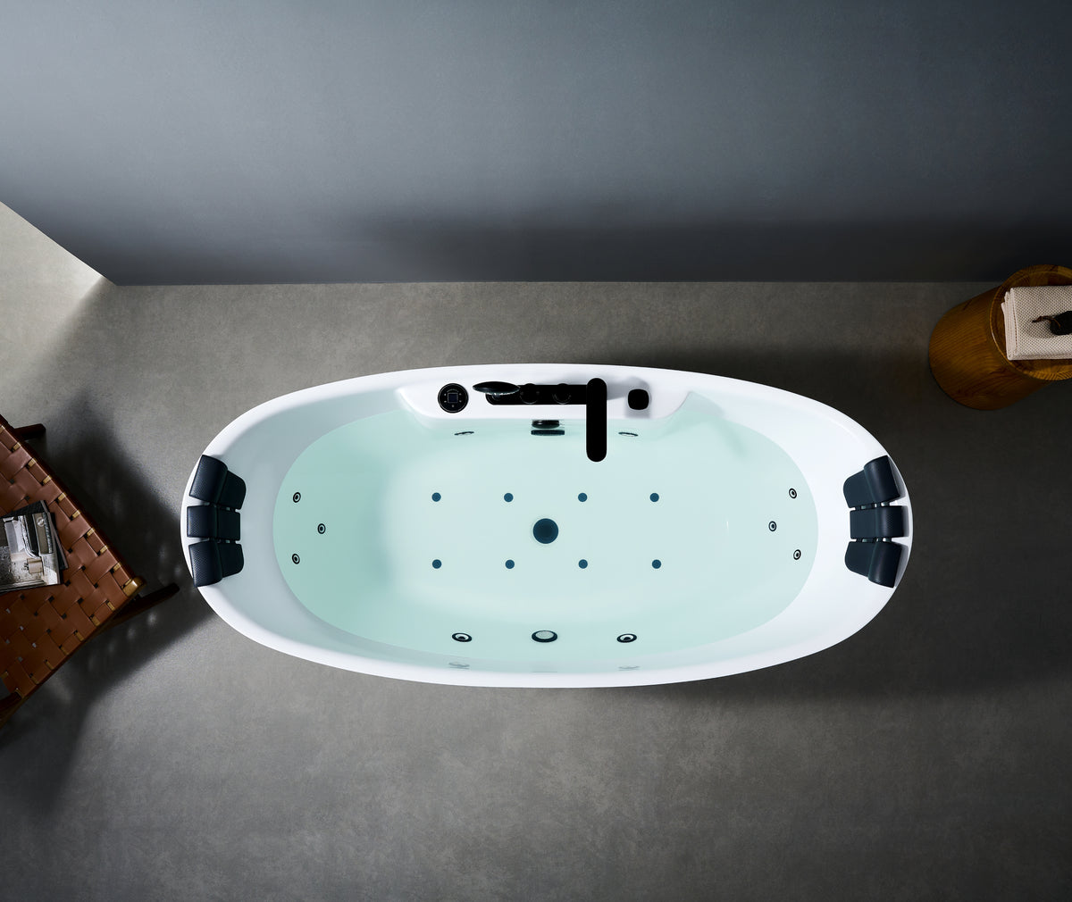 Norkaya AeroPulse 67×32 Drop-In Combo Whirlpool Bathtub, Chromatherapy LED, 1–2 Person, Right Drain