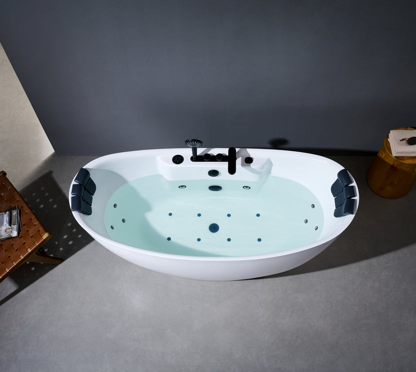 Norkaya AeroPulse 67×32 Drop-In Combo Whirlpool Bathtub, Chromatherapy LED, 1–2 Person, Right Drain